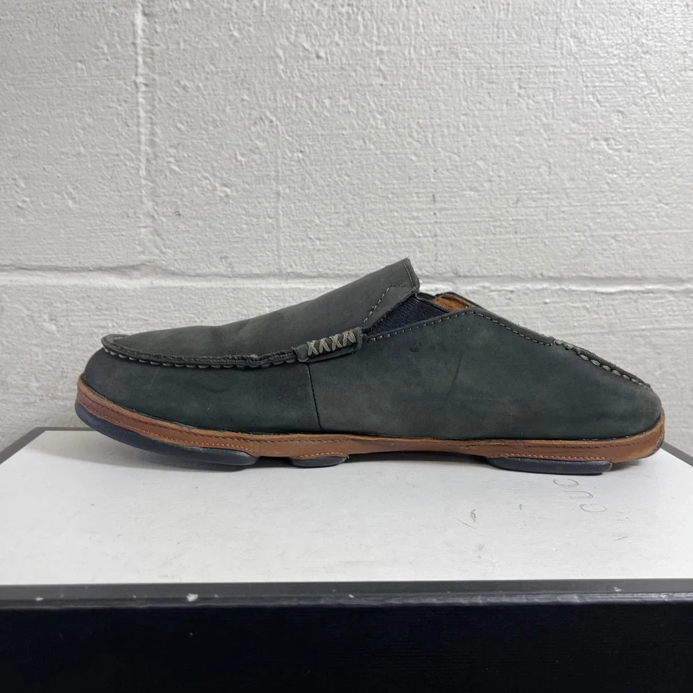 OluKai‎ Moloa 10128-4033 Black Leather Loafers Slip On Men's 11.5 US/44.5 EU